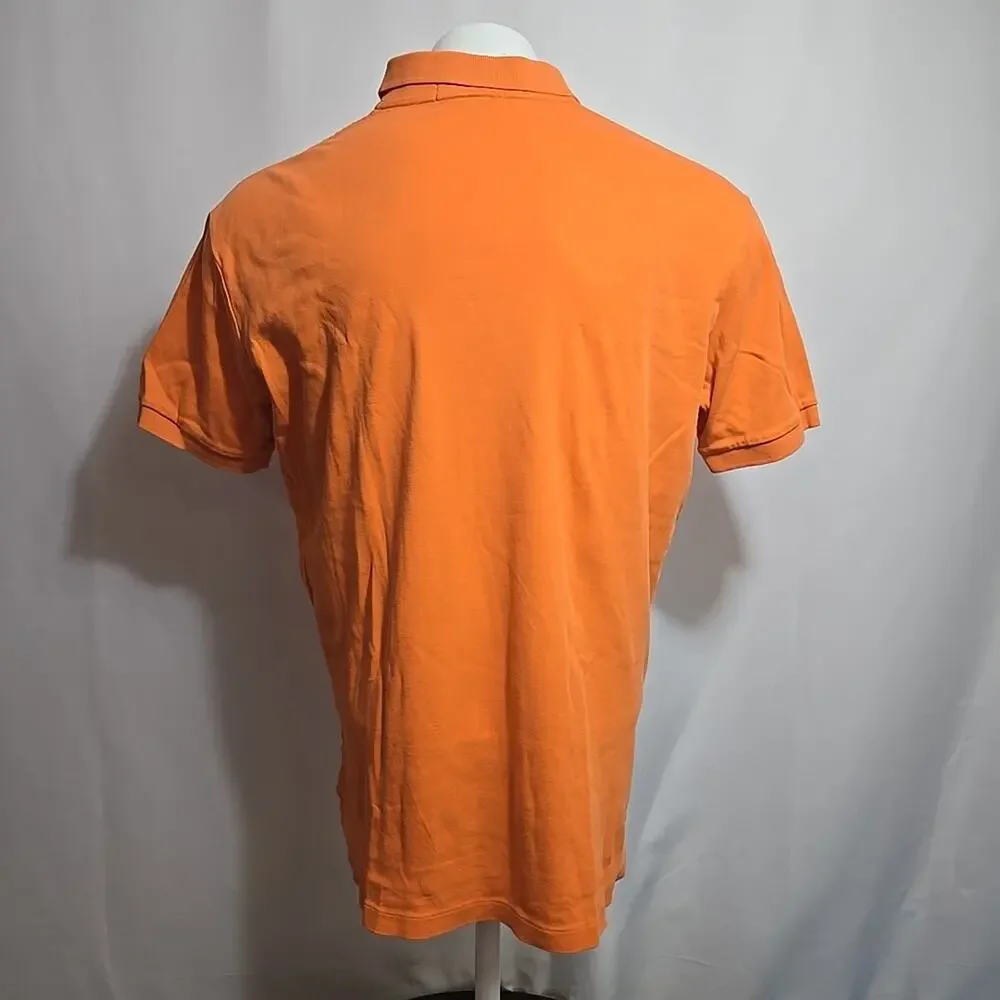 VTG Polo Ralph Lauren Polo Shirt Mens Size Large Orange Blue Pony0
